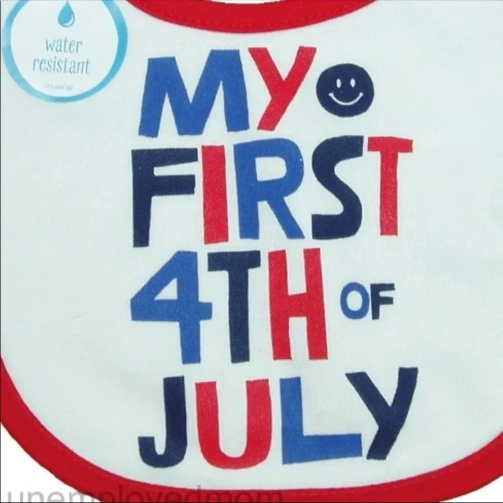 My First 4th July Baby Bib Girls Boys Patriotic Holiday Independence Day